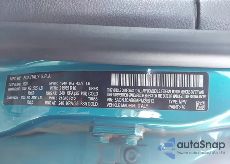 2021 Jeep Renegade Sport Fwd from USA, damaged, VIN ZACNJCAB6MPM26812